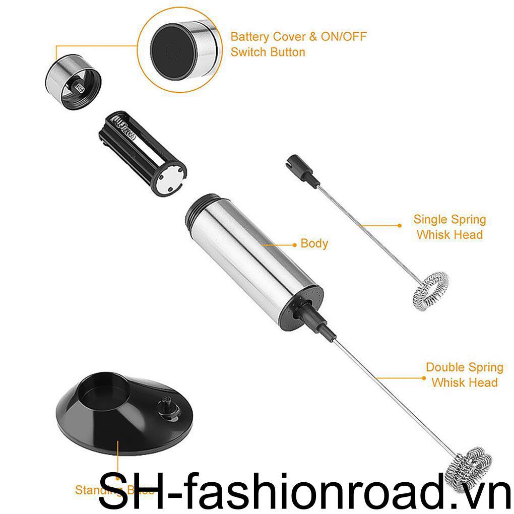 Máy Khuấy Cà Phê Bằng Thép Không Gỉ Hai Đầu Tạo Bọt Sữa Một Chạm Có Nút Lò Xo Cho Nhà Bếp