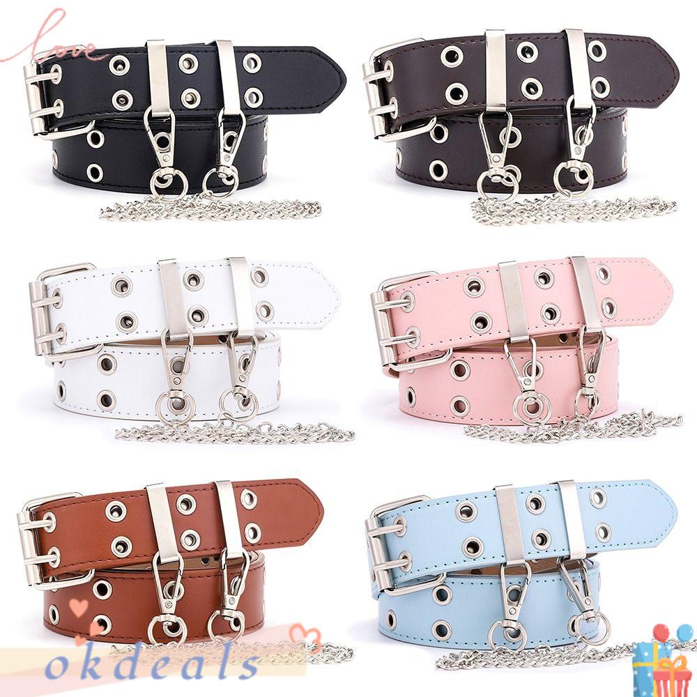 Okdeals Thắt Lưng Phối Dây Xích Đôi Phong Cách Punk Cá Tính Cho Nữ