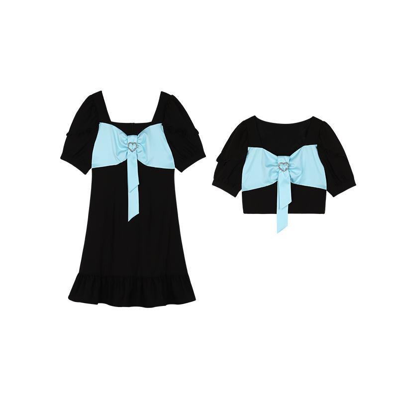 Đầm Ngắn Cổ Vuông Ôm Eo Đính Nơ Thời Trang Mùa Hè Hàng Mới Năm 2021 Dành Cho Bạn Nữ