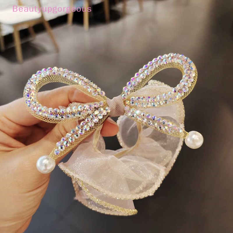 Dây Cột Tóc Co Giãn Hình Nơ Đính Đá Pha Lê Thanh Lịch Cho Nữ