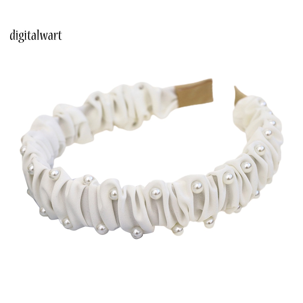 Kỹ Thuật Số| Băng Đô Bản Rộng Đính Ngọc Trai Nhân Tạo Chống Trượt Thời Trang Cho Nữ