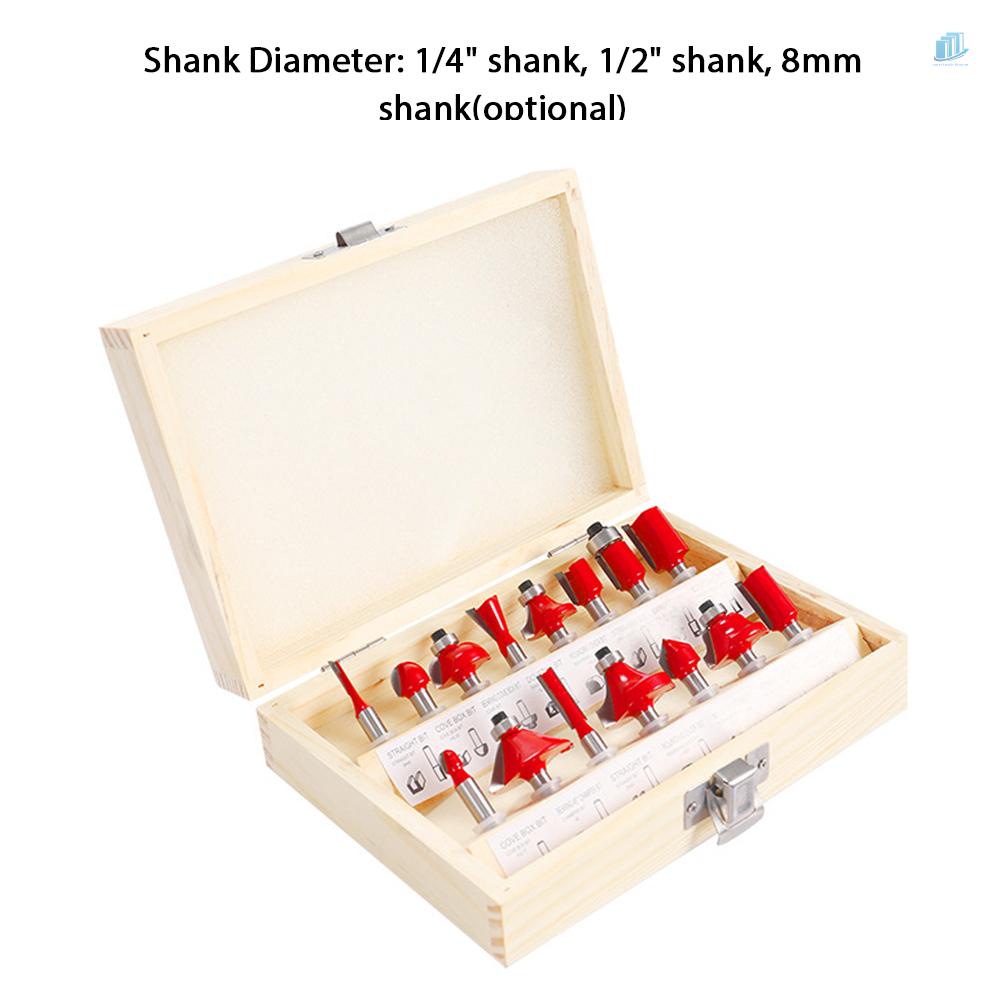 Bộ 15 Mũi Phay Cắt Gỗ Bằng Cacbua Chuyên Dụng