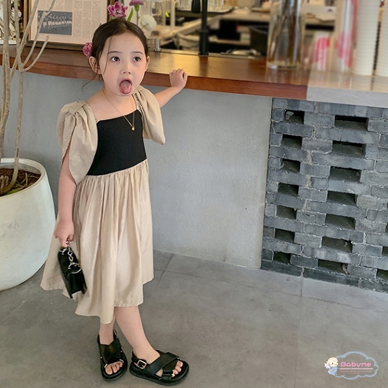 Đầm Công Chúa Cổ Vuông Tay Phồng Màu Sắc Ngọt Ngào Thoáng Khí Thân Thiện Với Da Cho Bé Gái