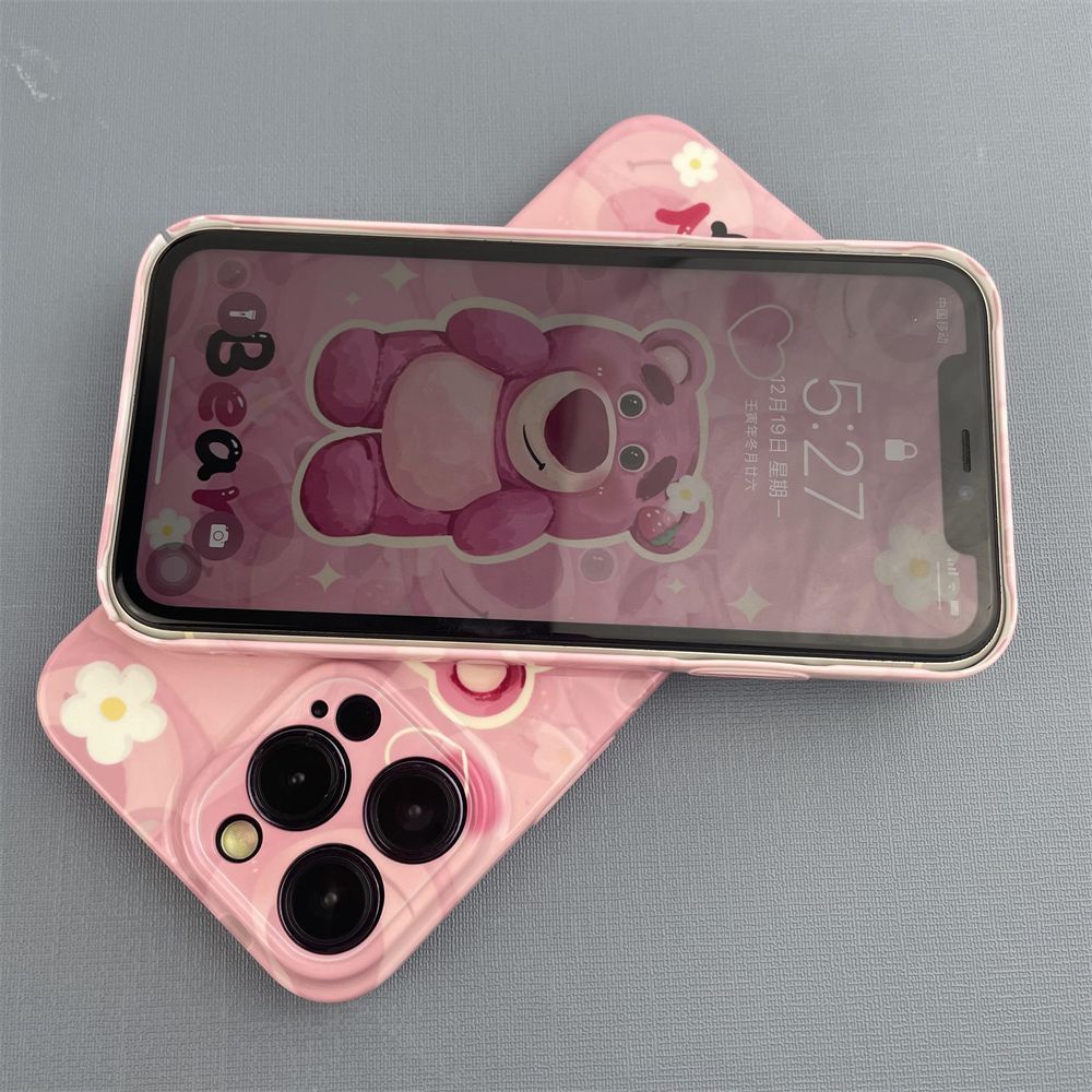Ốp Điện Thoại Họa Tiết Chú Gấu Và Dâu Tây Dễ Thương Cho Iphone1314pro11 8 xsmax plus12