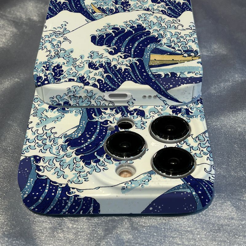 Ốp Điện Thoại Bảo Vệ Toàn Diện Họa Tiết Sóng Biển Phong Cách Nhật Bản Dành Cho Iphone 8promax / Plus Xs 7 / 13 Xr 11 12 / 14