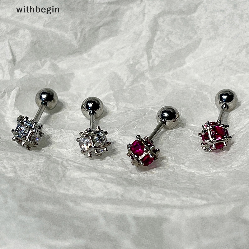 1 Đôi Khuyên Tai Đính Đá Zircon Phong Cách Punk Thời Trang Cho Nữ