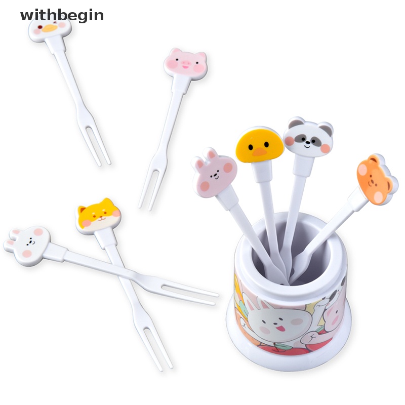 Bộ 8 Nĩa Ăn Trái Cây / Tráng Miệng Hình Động Vật Hoạt Hình Mini Dễ Thương