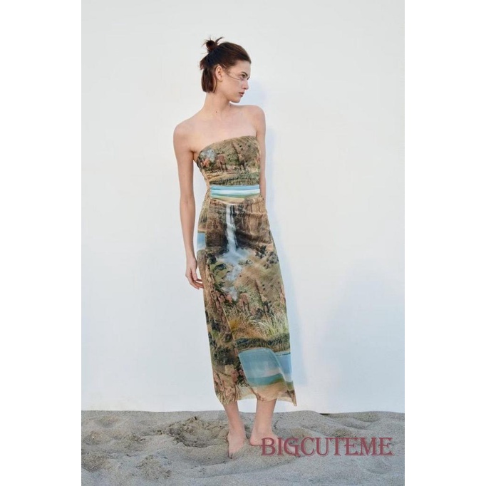 Đầm Ôm Không Tay In Họa Tiết Thời Trang Xuân Hè Cho Nữ