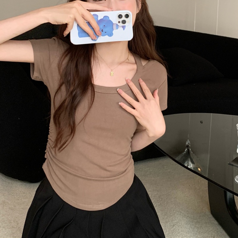 Áo Thun Tay Ngắn Dáng Ôm Thời Trang Mùa Hè Phong Cách Hàn Quốc