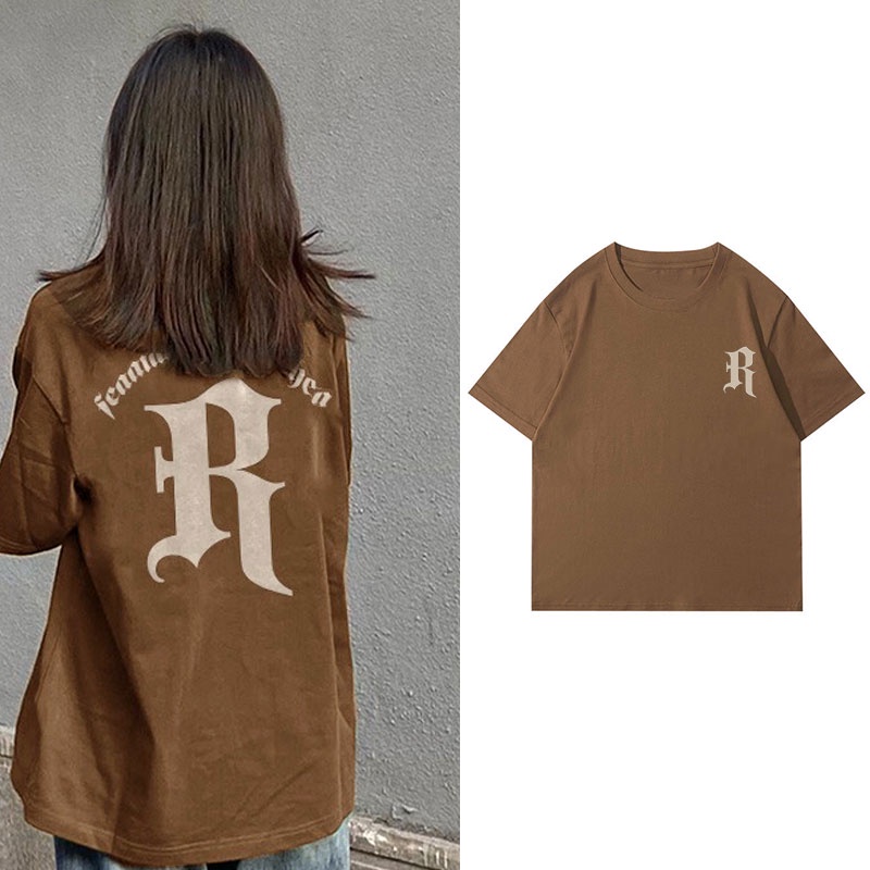 Áo Thun 100% Cotton Tay Ngắn Cổ Tròn In Họa Tiết Phong Cách Hàn Quốc Cho Nữ