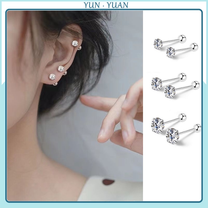 Bông Tai Hình Học Xoắn Ốc Bằng Bạc Lấp Lánh Cho Nữ