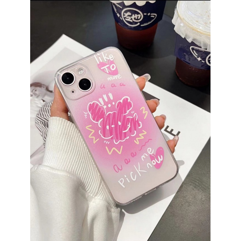 ✅Ốp Điện Thoại Màu Hồng Trong Suốt Hình Chú Chó Cho Iphone 12 promax 13Pro 1114 1ECL