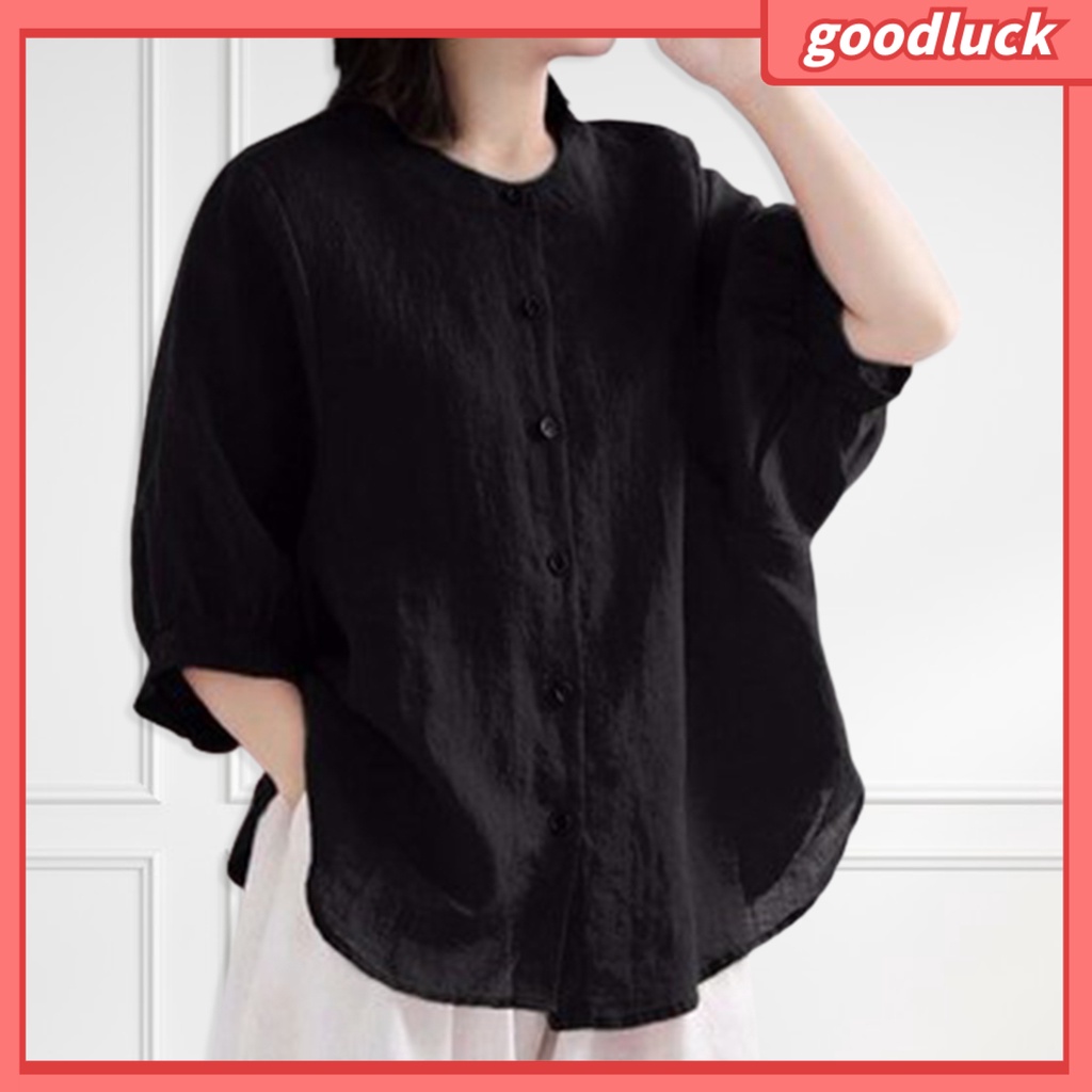 Áo Sơ Mi Tay Lửng Cổ Tròn Màu Sắc Thời Trang Dành Cho Nữ