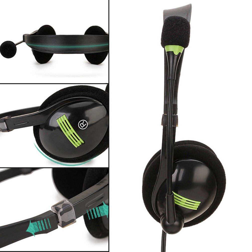 Headset 3.5Mm Voice Microphone By Wire Comfortable Earmuff For Music And Work Good Quality Sound Unit [Q/12]