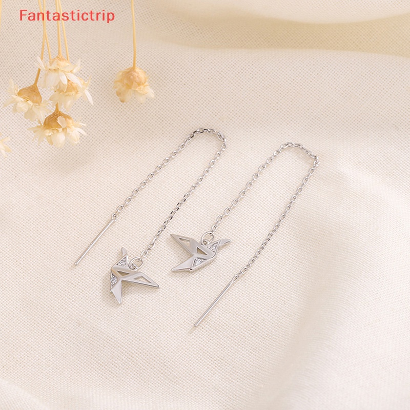 1 Cặp Bông Tai Tua Rua Hình Chim Hạc Giấy Origami Đơn Giản Thời Trang Dành Cho Nữ Mới