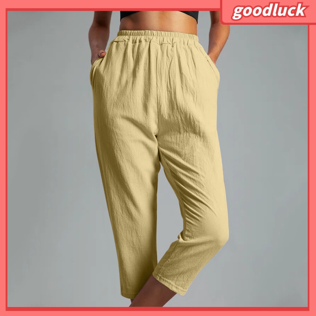 [ULK] Quần Dài Crop Top Màu Trơn Đơn Giản Dễ Phối Đồ Mặc Hàng Ngày Cho Nữ