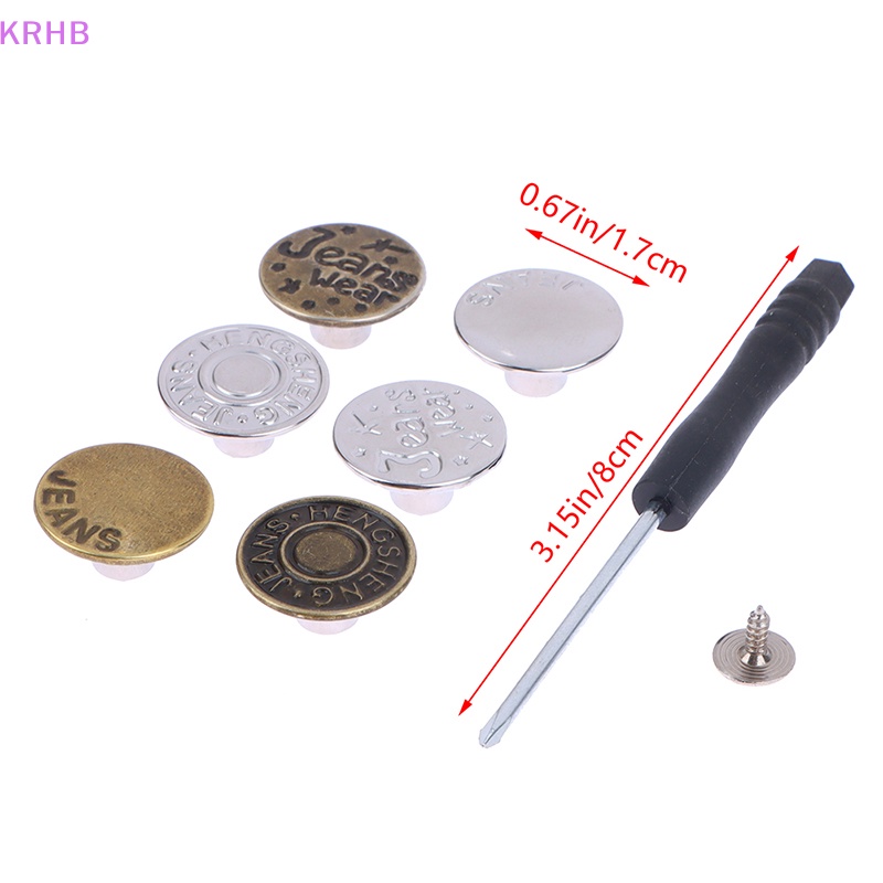 Set 10 Nút Quần Jean Thay Thế 17mm Kèm Tua Vít Mới