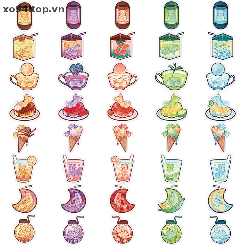 Set 40 Miếng Dán Graffiti Trang Trí Tủ Lạnh / Xe Hơi / Ván Trượt / Laptop Hình Chú Cáo Nhỏ Dễ Thương