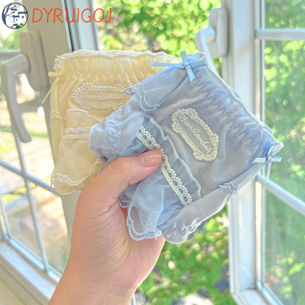 Quần Lót Cotton Phối Ren Màu Trơn Đính Nơ In Chữ Dễ Thương Cho Nữ