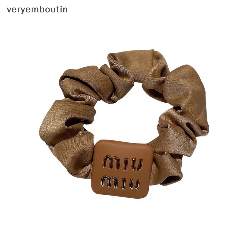 Dây Buộc Tóc Lụa Sa Tanh Co Giãn Màu Trơn in Chữ Cho Nữ