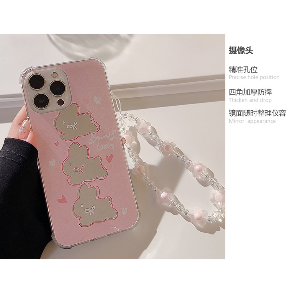 Ốp Điện Thoại Tráng Gương Hình Thỏ Hồng Cho Iphone13 14Pro Max 11 12 Xs 11 8P
