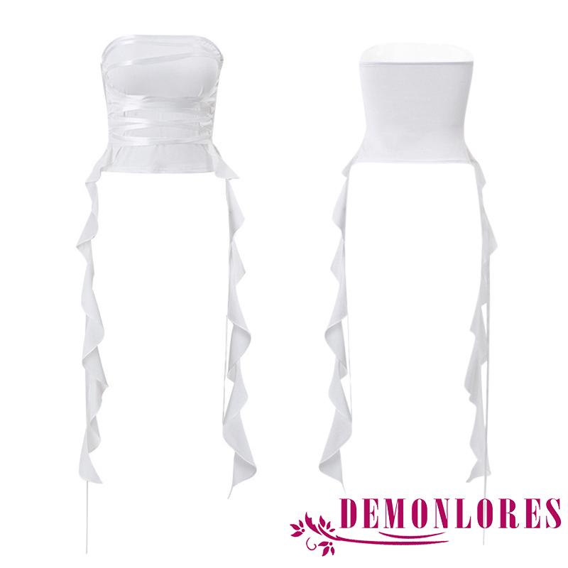 Áo Croptop Trễ Vai Phối Tua Rua Thời Trang Mùa Hè Cho Nữ