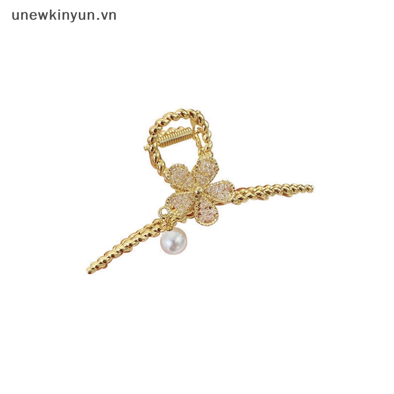 Kẹp Tóc Kim Loại Hình Hoa Đính Đá &amp; Ngọc Trai Cho Nữ