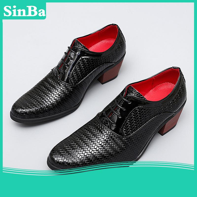 Giày Oxford Da Mềm Chống Thấm Nước Cao 6cm Thắt Dây Thời Trang Công Sở Cho Nam