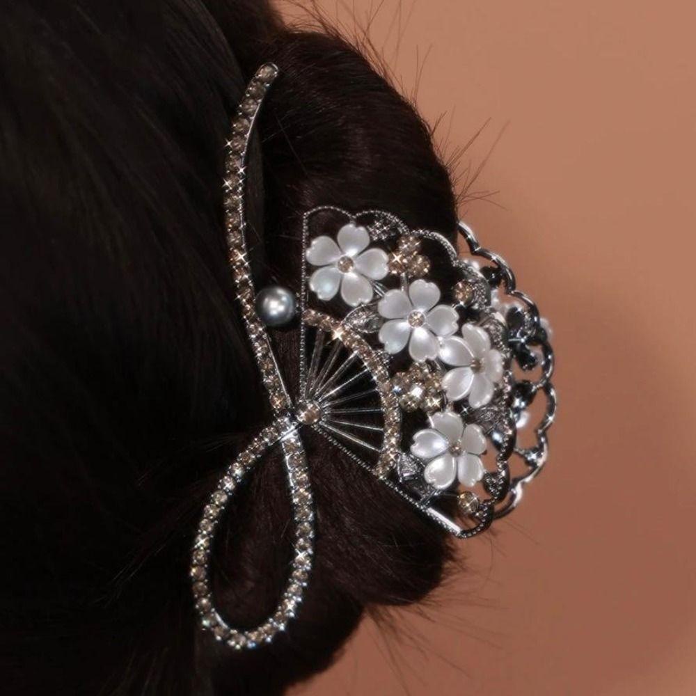 Kẹp Tóc Đuôi Ngựa VANES1 Đính Hoa Lấp Lánh Sang Trọng Chống Trượt Phong Cách Trung Hoa