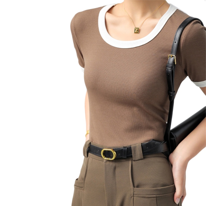 Áo Thun Tay Ngắn Cổ Tròn Màu Sắc Thời Trang Cho Nữ