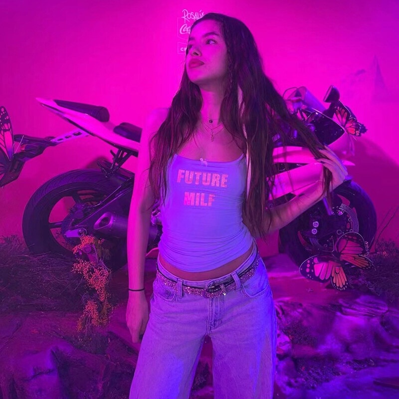 Weird Puss Áo Hai Dây In Chữ Đơn Giản Thời Trang Mùa Hè Dành Cho Nữ