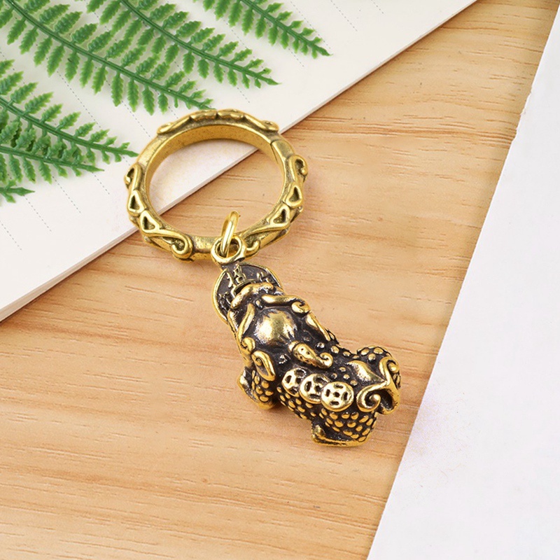 Móc Khóa Hình Tuần Lộc Bằng Đồng Thau Phong Cách Trung Hoa Cổ Điển