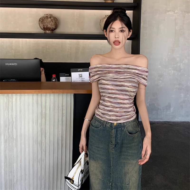 Áo Dệt Kim Sát Nách Trễ Vai Nhiều Màu Sắc Thiết Kế Quyến Rũ