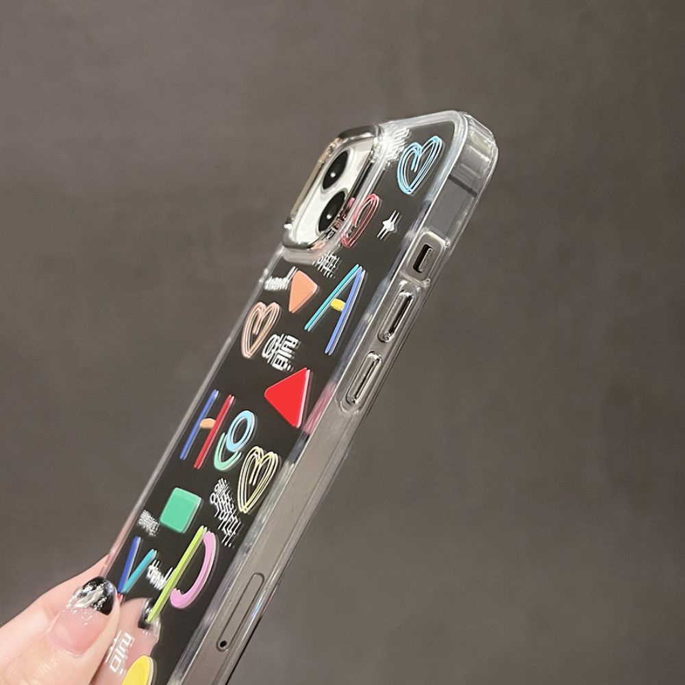 Ốp Điện Thoại TPU Chống Sốc Tráng Gương In Chữ Graffiti Cho IPhone 11 12 13 14 Pro Max