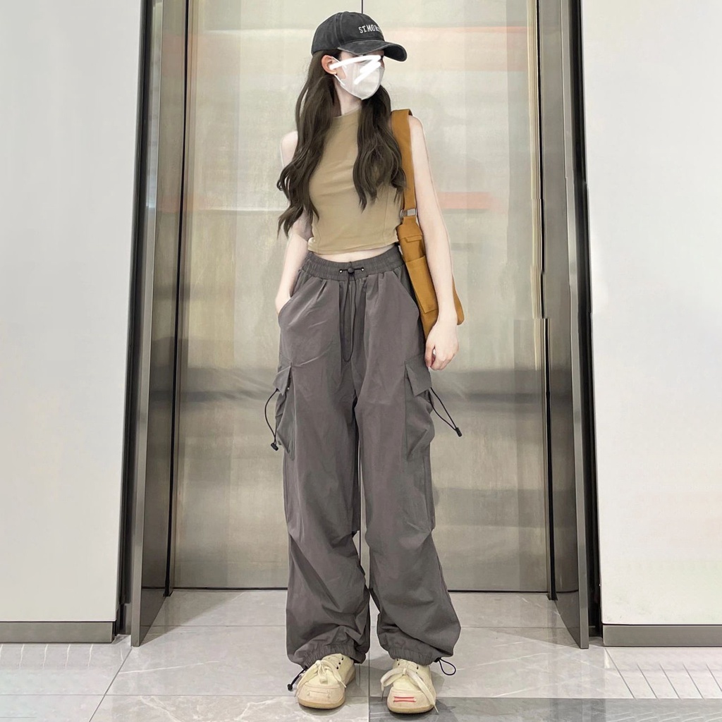Quần Dài Thể Thao Dáng Rộng Cỡ Lớn Thời Trang Mùa Xuân Thu Hàn Quốc Giản Dị