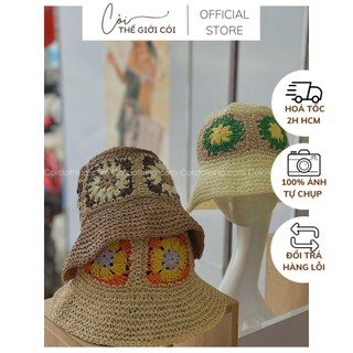 Nón cói mềm bông hoa