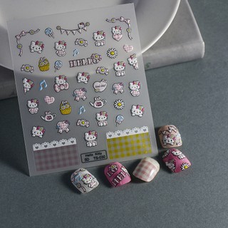 Sticker Lụa Nổi 5D | Mèo Hello Kitty | Hình Dán Móng Tay TS-030