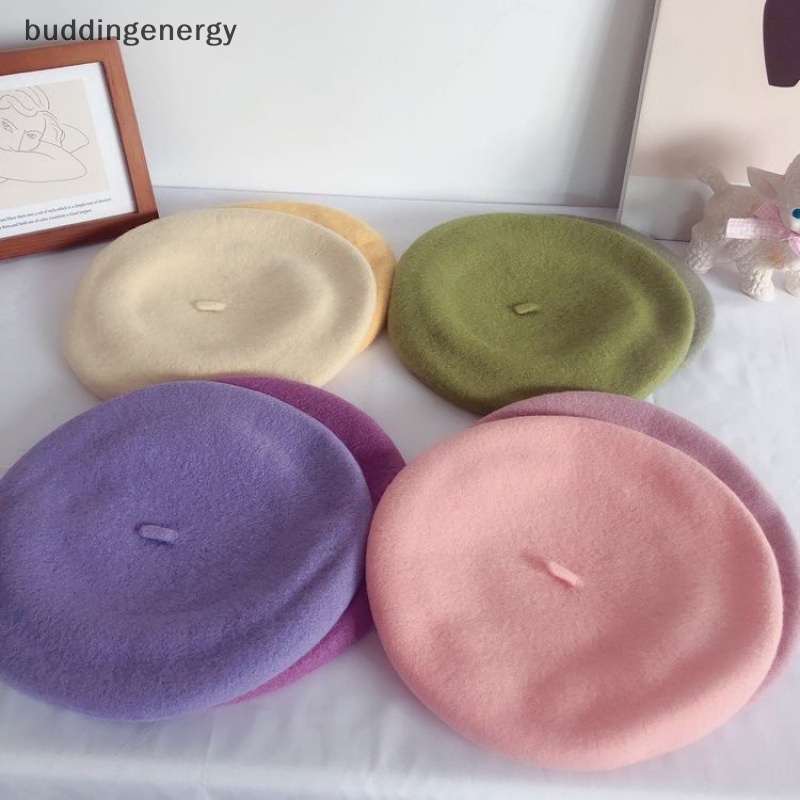 {BUDDI} Mũ Beret Len Màu Trơn Giữ Ấm Mùa Đông Phong Cách Retro Pháp Thanh Lịch Phù Hợp Với Nữ {BUDDI {buddingenergy}
