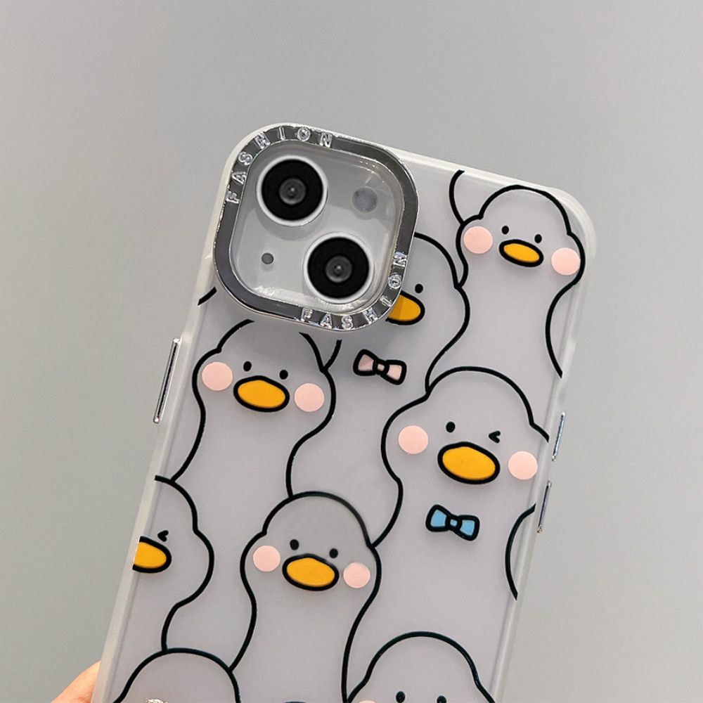 Ốp Điện Thoại TPU Mềm Chống Dấu Vân Tay Chống Rơi In Hình Vịt Vàng Cho IPhone 11 14 13 12 Pro Max XR X 7 8 Plus