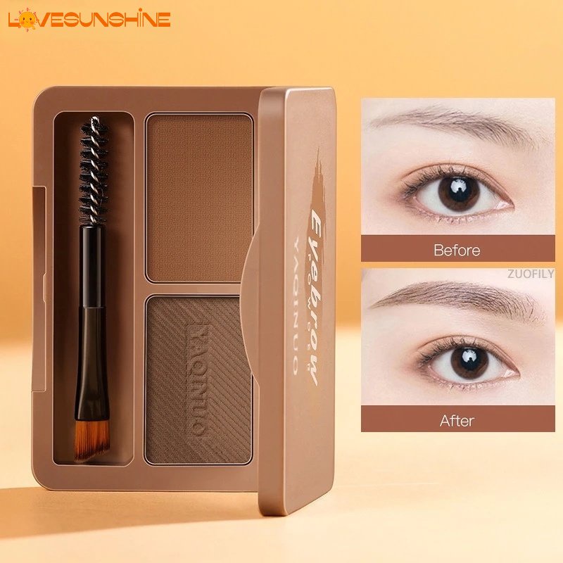 Bút Kẻ Lông Mày 3D Hai Màu Tùy Chọn Chống Nước Lâu Trôi Kèm Cọ Tiện Dụng