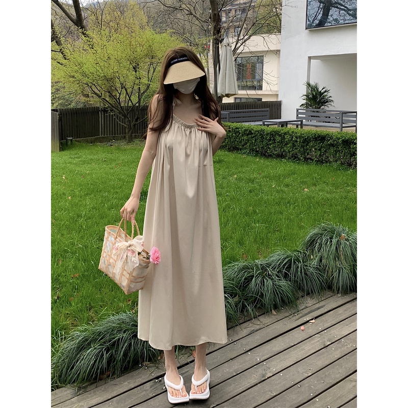 Đầm Hai Dây Cột Dây Trong Suốt Thời Trang Mùa Hè Xinh Xắn Cho Nữ