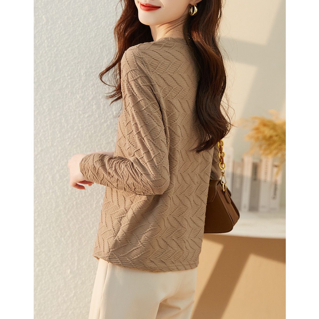 Hàng Mới Về Mới Áo Thun Tay Dài Phong Cách Phương Tây Dễ Phối Đồ