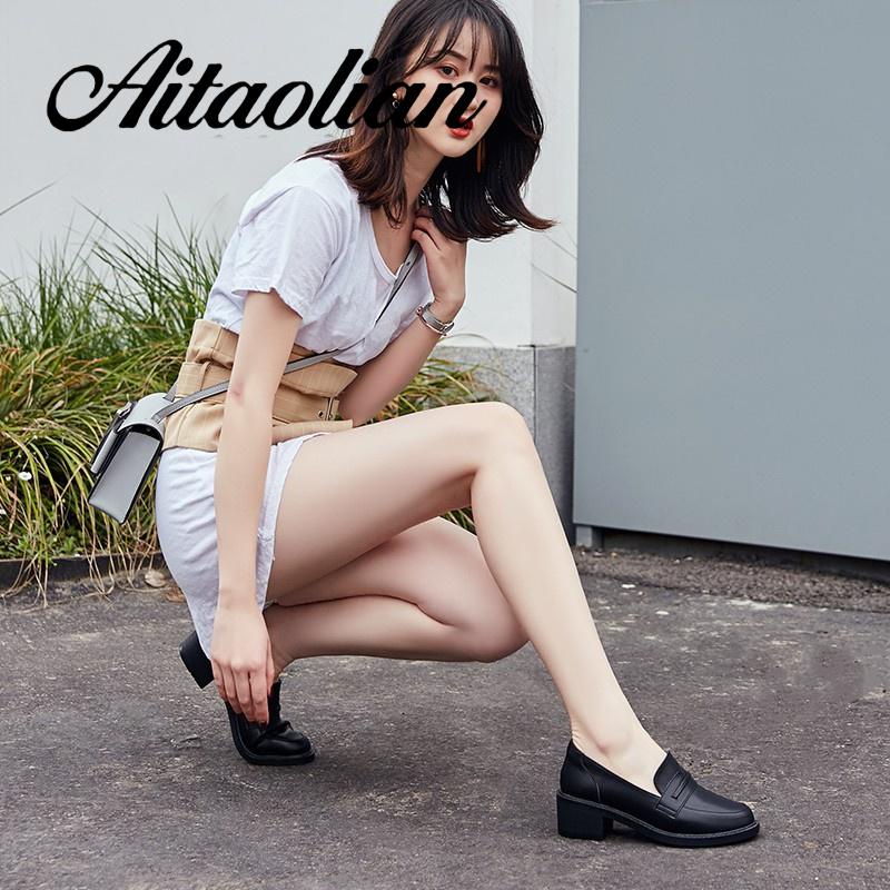 Giày Da Mềm Mũi Tròn Đế Dày Thiết Kế Đơn Giản Thời Trang Cho Nữ