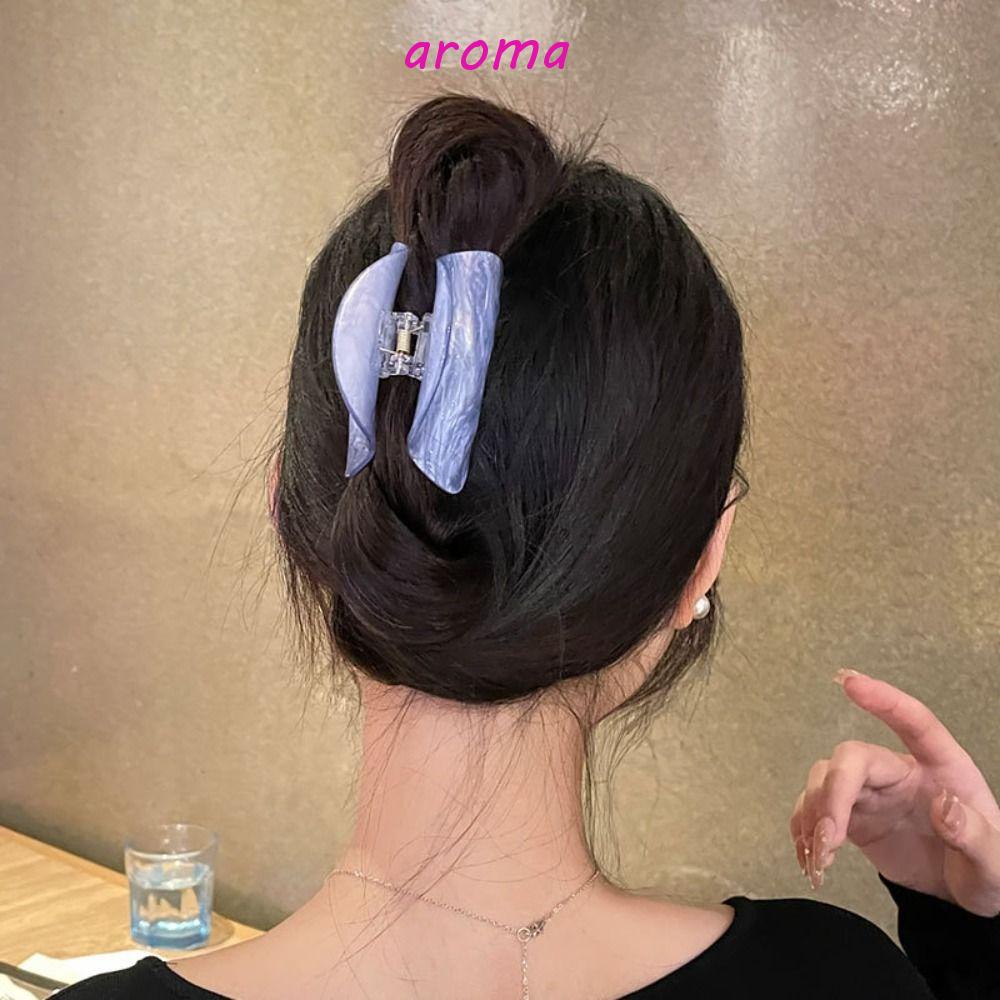 Kẹp Tóc Càng Cua Bằng Acrylic Họa Tiết Kẻ Sọc / Đá Hoa Cương Kiểu Vintage Dễ Thương Thời Trang