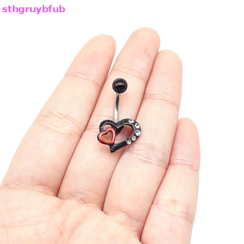 Khuyên Rốn Bằng Thép Không Gỉ Hình Trái Tim Đỏ Thời Trang