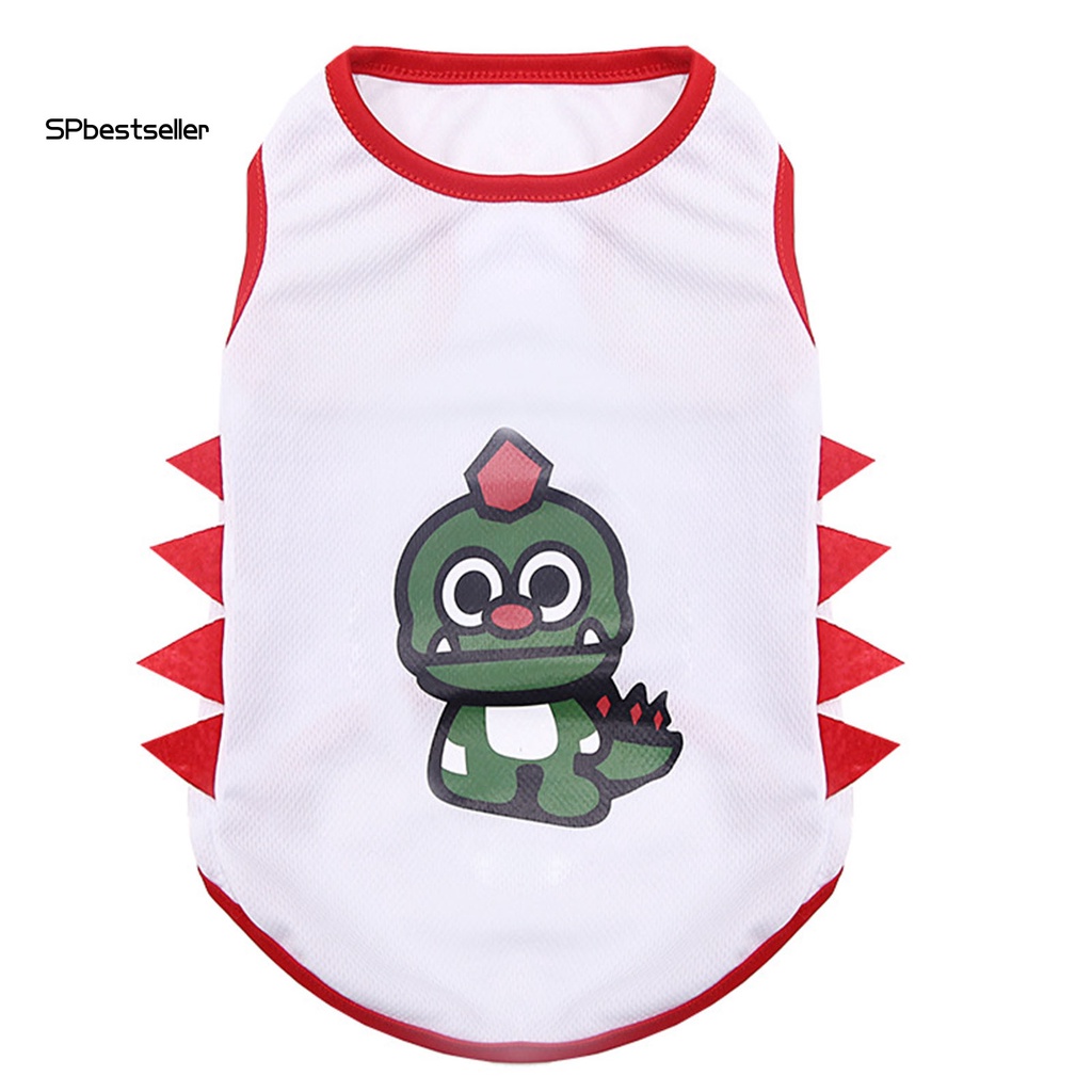 Áo Thun Sát Nách Thoáng Khí In Họa Tiết Khủng Long Hoạt Hình Thời Trang Mùa Hè Cho Cún Cưng