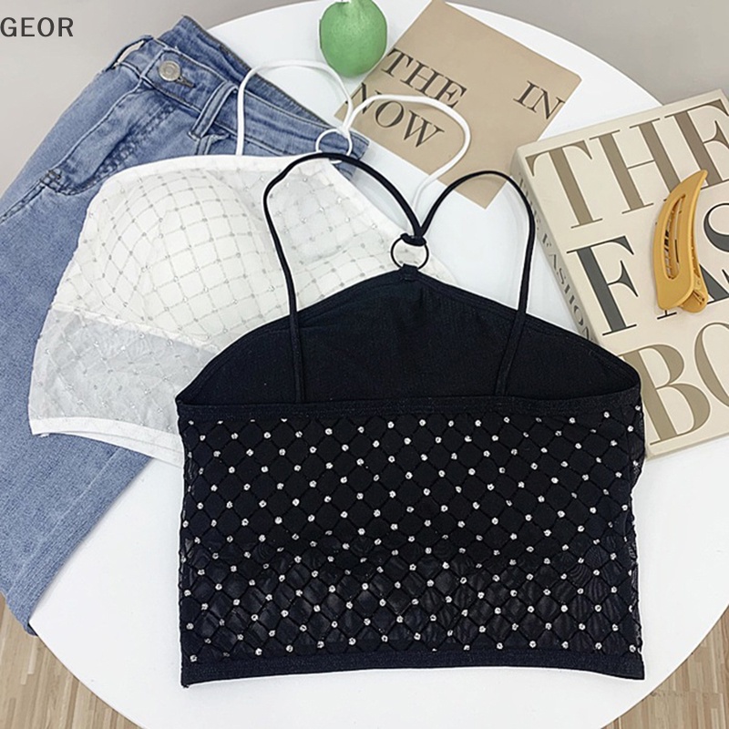 Áo Hai Dây Mỏng Màu Trơn Đính Đá Thời Trang Mùa Hè Quyến Rũ Cho Nữ