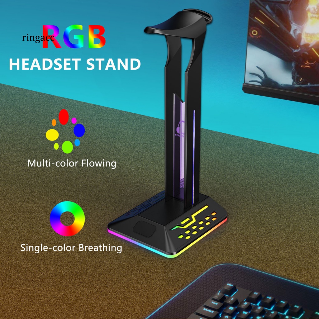 Rga 1 Bộ Giá Đỡ Tai Nghe Chơi Game 2 Trong 1 7 RGB Ánh Sáng Dạ Quang Chống Trượt Với 2 Cổng USB