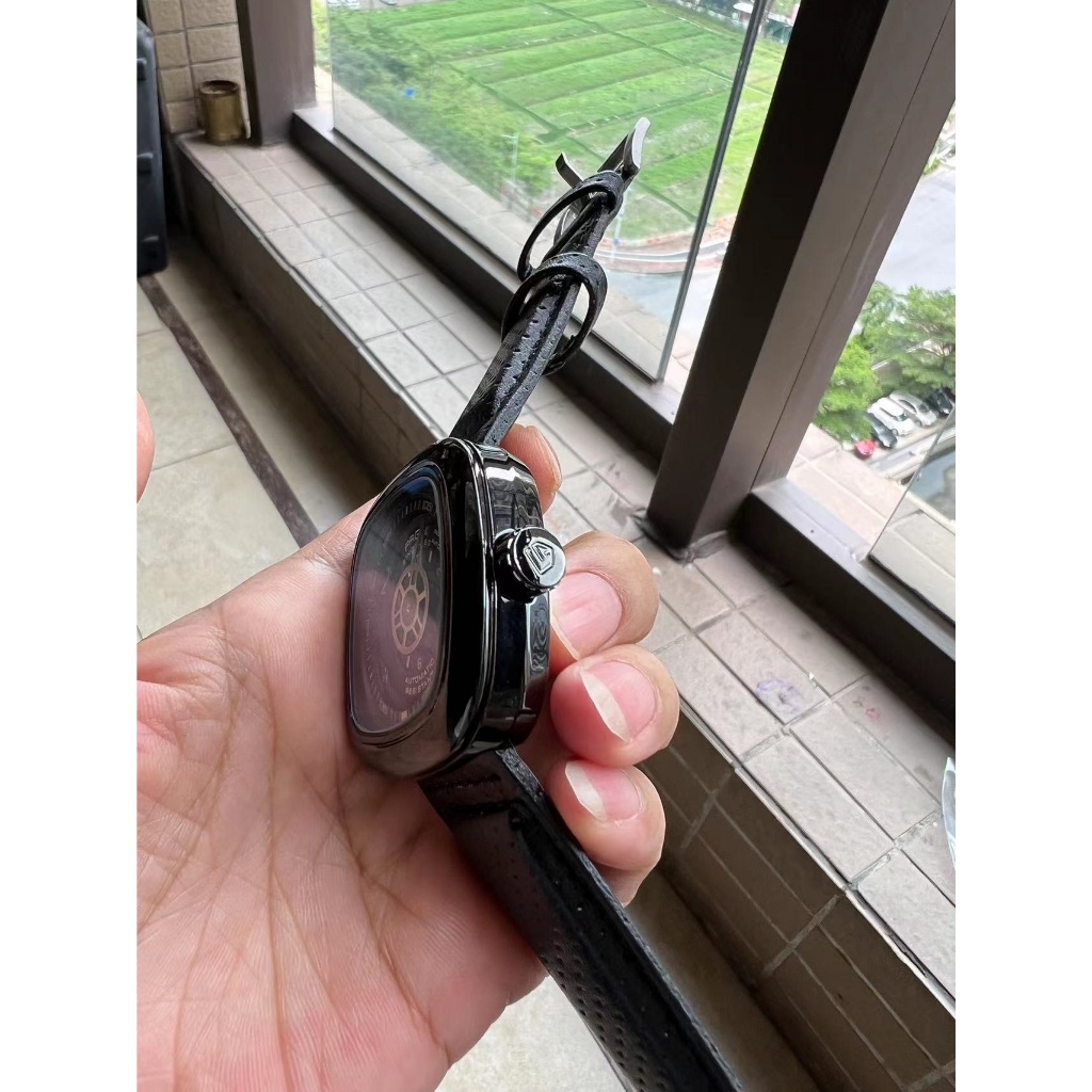 Đồng hồ cơ nam PAGINI PA1886 dây da cao cấp mặt vuông, kính chống xước