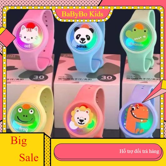 Đồng hồ tinh dầu đuổi muỗi phát sáng nhiều hình động vật cho bé